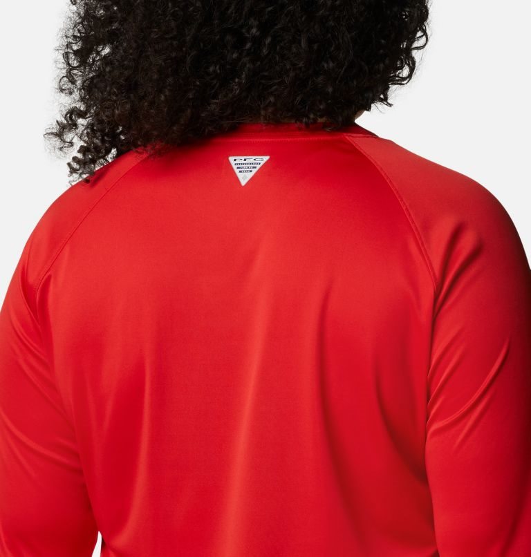 Women's Columbia PFG Tidal Tee II Long Sleeve Sweatshirts Red | Plus Size CA-L0C64